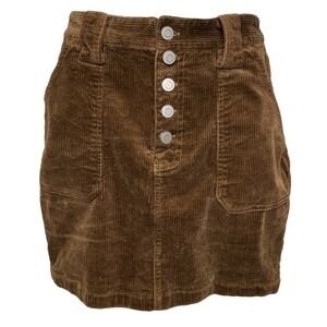 Heritage Womens Corduroy Button Fly Mini Skirt Brown Size L Unveil Preppy Y2K